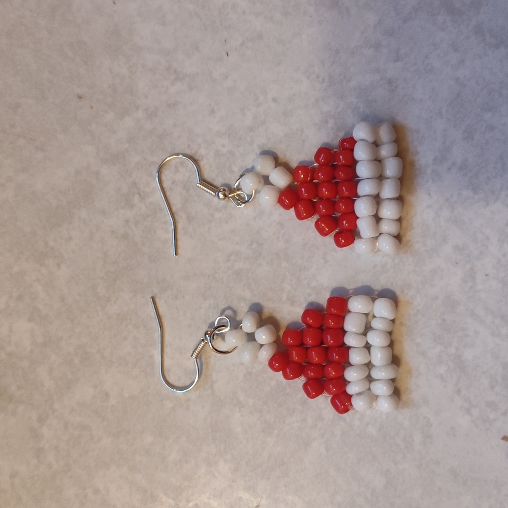 Handcrafted Beaded Santa Hat Earrings